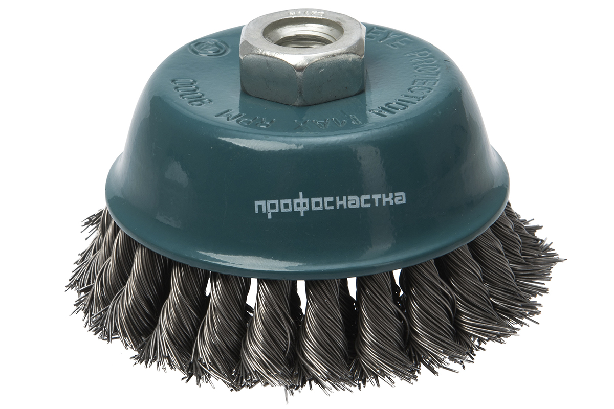 Щетка чашечная, жгутовая для УШМ № 519 ПрофОснастка Эксперт D100 мм М14*2 RPM 8500 SS (нерж) 0,5